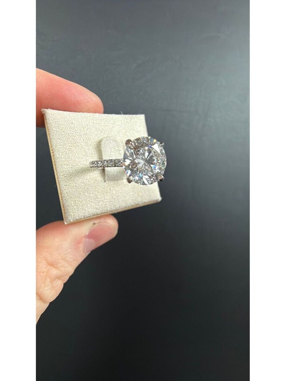 Round Lab Diamond Ring 4+ Carats White Gold Size 6